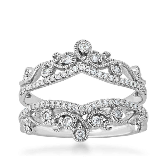 1/3 ct. tw. Diamond and Filigree Insert Wedding Band in 14K White Gold