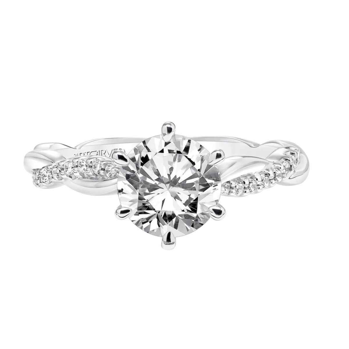 Artcarved Contemporary 1/7 ct. tw. Diamond Twist Semi-Mount Engagement Ring in 10K White Gold close-up detail