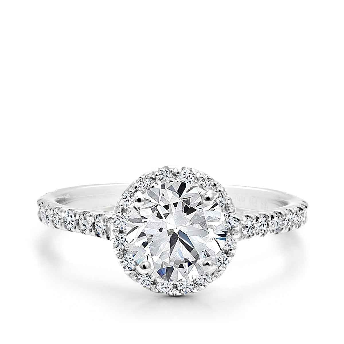 Forevermark Black Label 7/8 ct. tw Round Diamond Engagement Ring with Scalloped Set Accent Stones in 18K White Gold