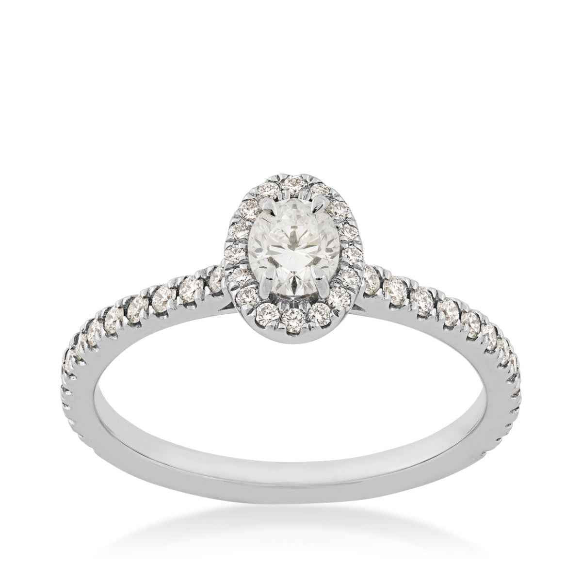 Forevermark Black Label 5/8 ct. tw Oval Diamond with Halo Engagement Ring with Round Diamond Accents in 18K White Gold