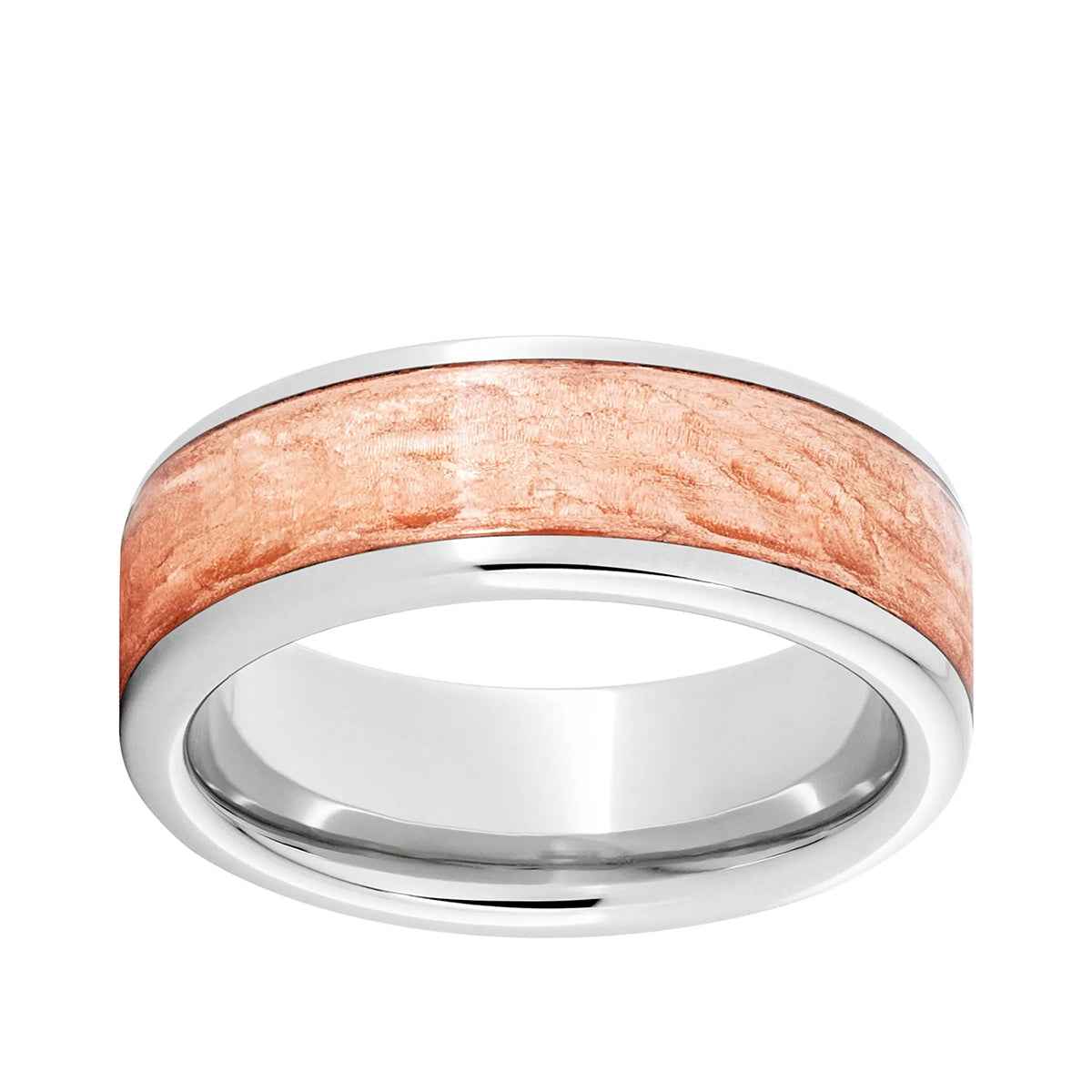 Men's 8.0mm Copper Pipe Inlay Wedding Band with Polished Finish in Serinium