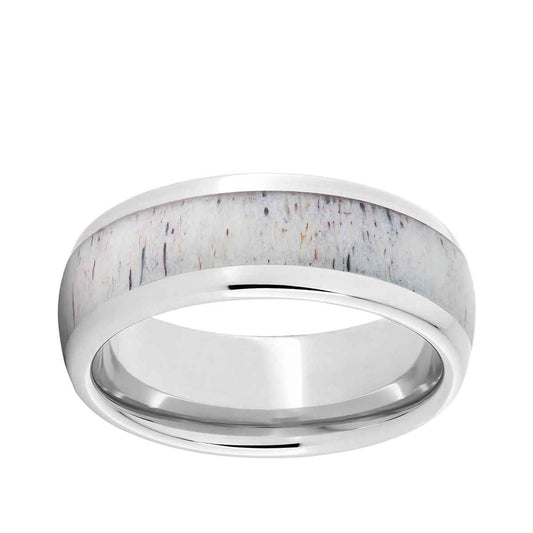 Men's 8.0mm Wedding Band with Antler-Inspired Inlay in Serinium