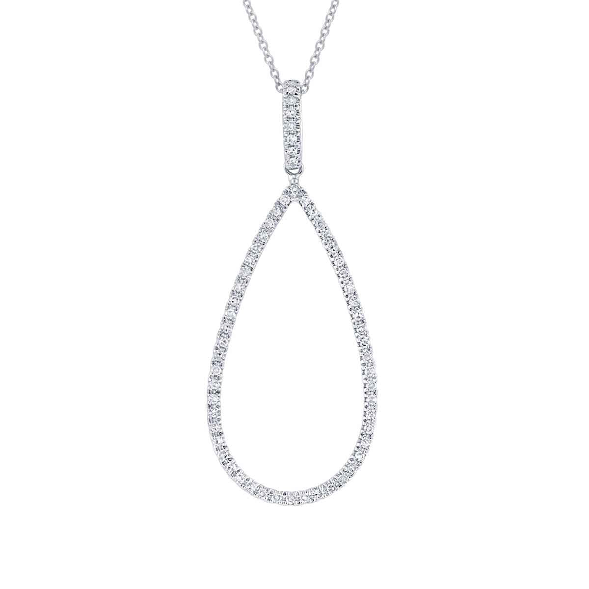 Shy Creation 1/6 ct. tw. Diamond Fashion Teardrop Pendant in 14K White Gold