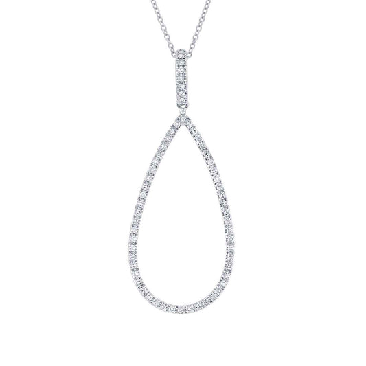 Shy Creation 1/6 ct. tw. Diamond Fashion Teardrop Pendant in 14K White Gold