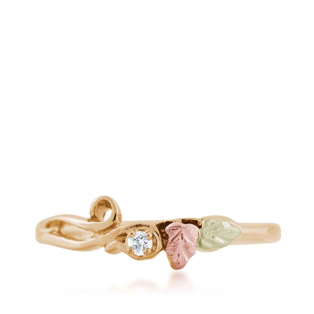 Black Hills Gold Diamond Accent Vine & Leaf Promise Ring in 10K Yellow Gold front view