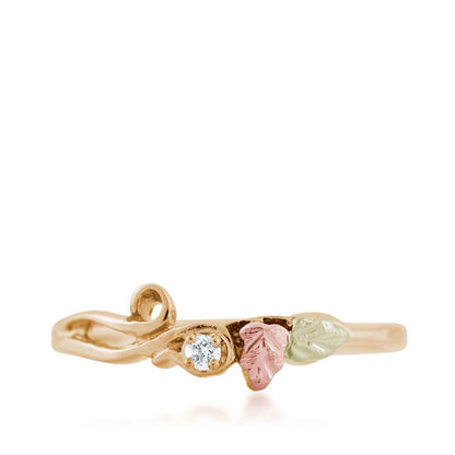 Black Hills Gold Diamond Accent Vine & Leaf Promise Ring in 10K Yellow Gold front view