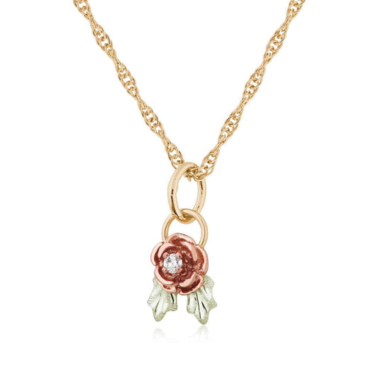 Black Hills Gold Diamond Accent Rose Pendant in 10K Yellow Gold