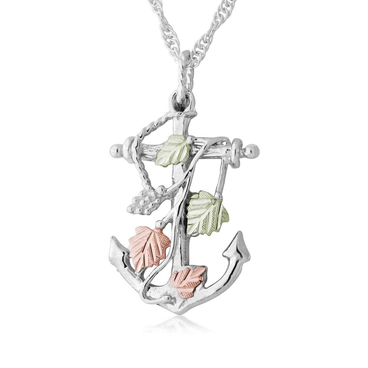 Black Hills Gold Anchor Pendant in Sterling Silver