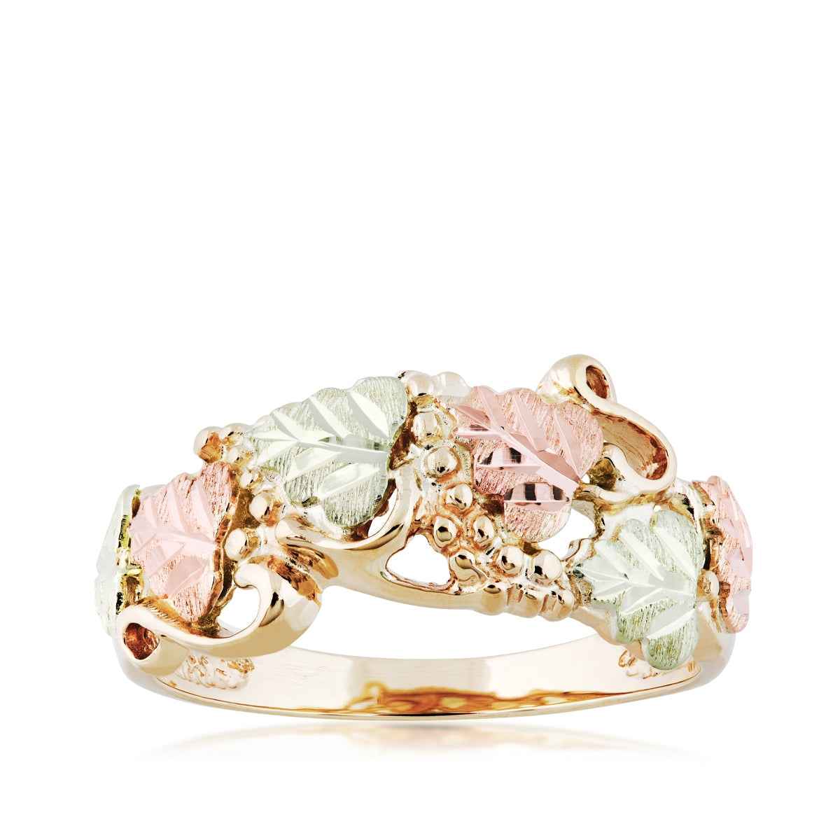Black Hills Gold Grape Cluster & Leaf Ring in 10K Yellow Gold
