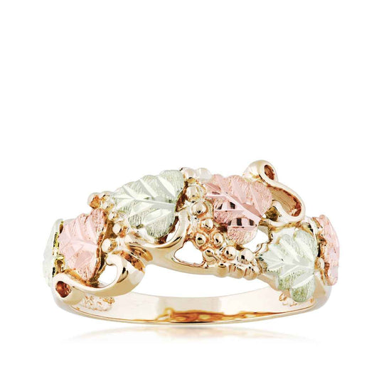 Black Hills Gold Grape Cluster & Leaf Ring in 10K Yellow Gold