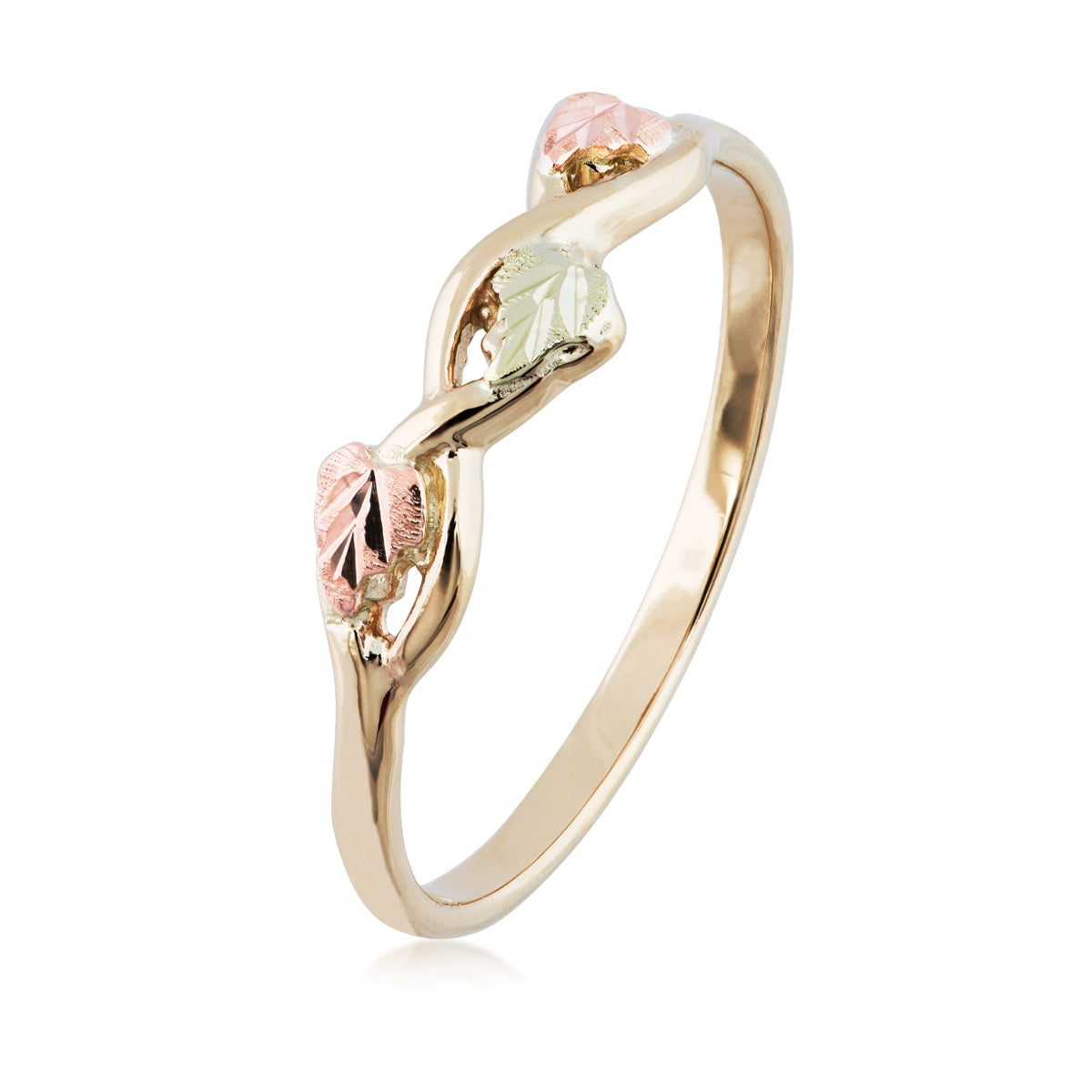 Black Hills Gold Three Leaf Braided Ring in 10K Yellow Gold front view
