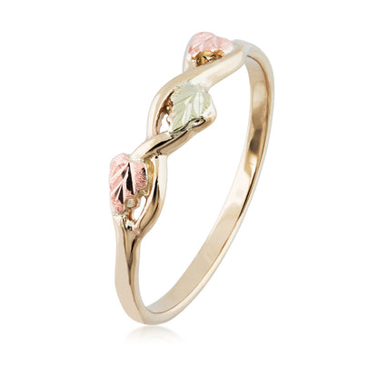 Black Hills Gold Three Leaf Braided Ring in 10K Yellow Gold front view