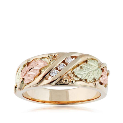 Black Hills Gold 3-Stone Diamond Accent Wedding Ring in 10K Yellow Gold