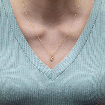 Black Hills Gold Double Leaf & Grape Pendant in 10K Yellow Gold front view