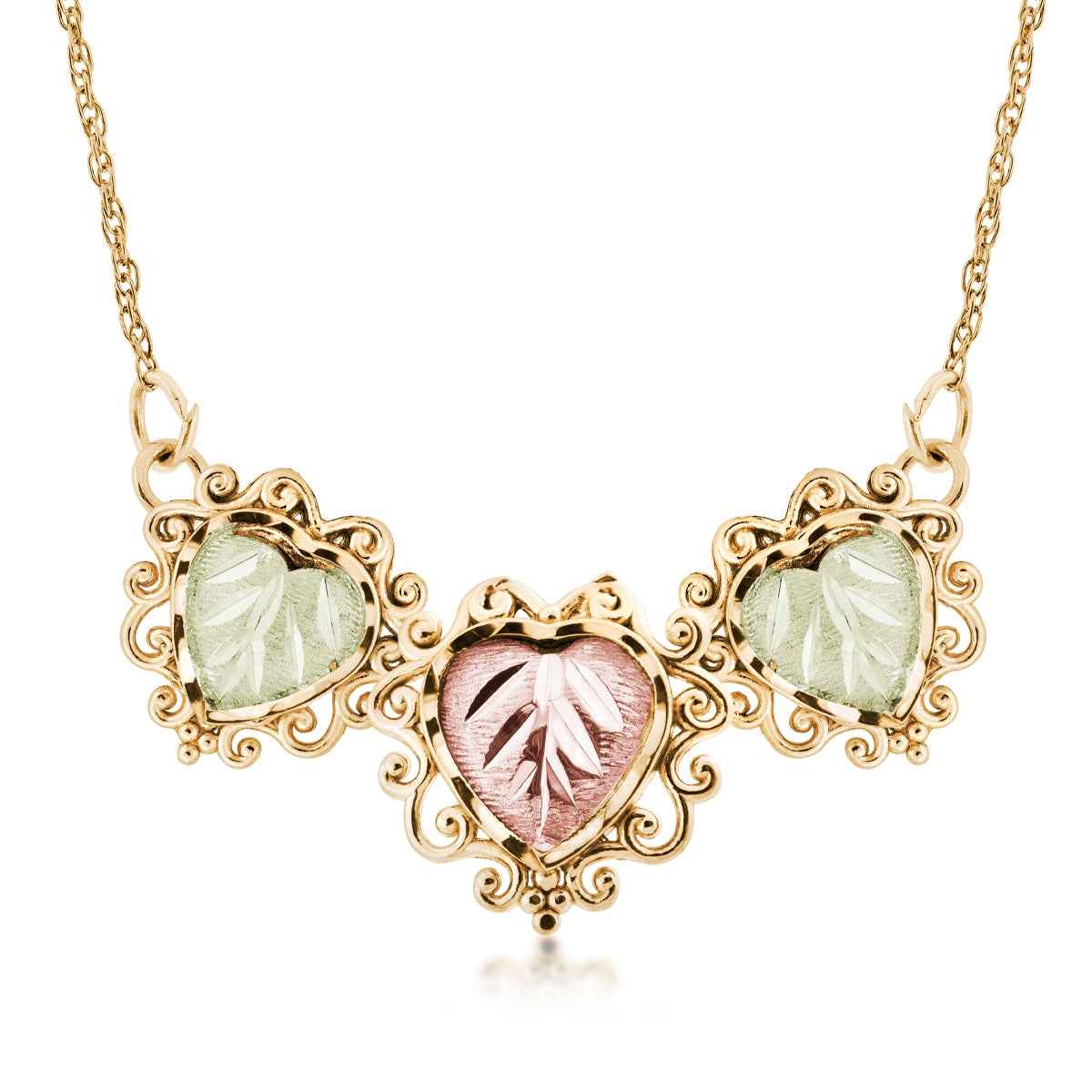 Black Hills Gold Triple Heart Necklace in 10K Yellow Gold