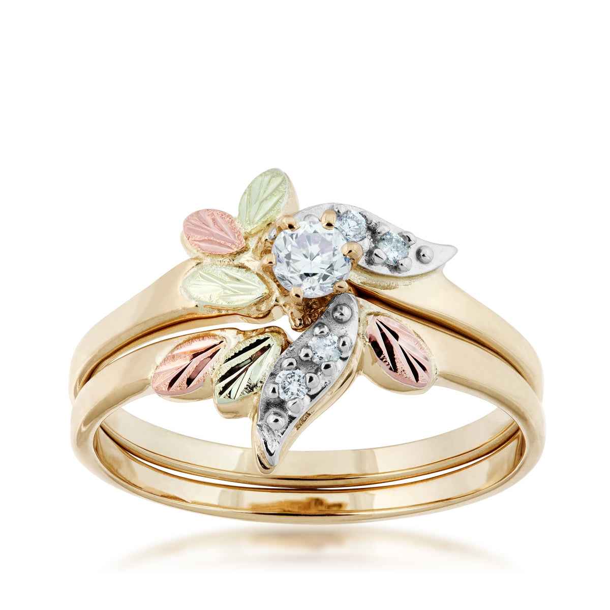 Black Hills Gold 1/5 ct. tw. Round Brilliant Diamond Wedding Set in 10K Yellow Gold