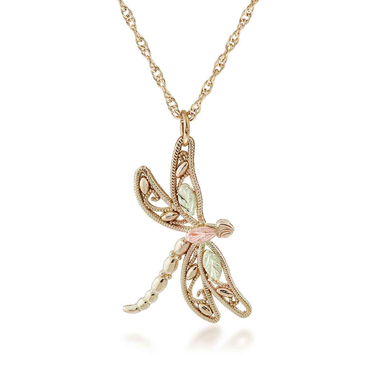 Black Hills Gold Milgrain Dragonfly Pendant in 10K Yellow Gold