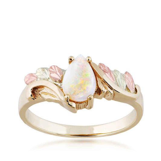 Black Hills Gold Pear Opal Ring in 10K Yellow Gold