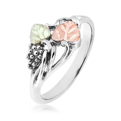 Black Hills Gold Grapevine & Leaf Ring in Sterling Silver front view