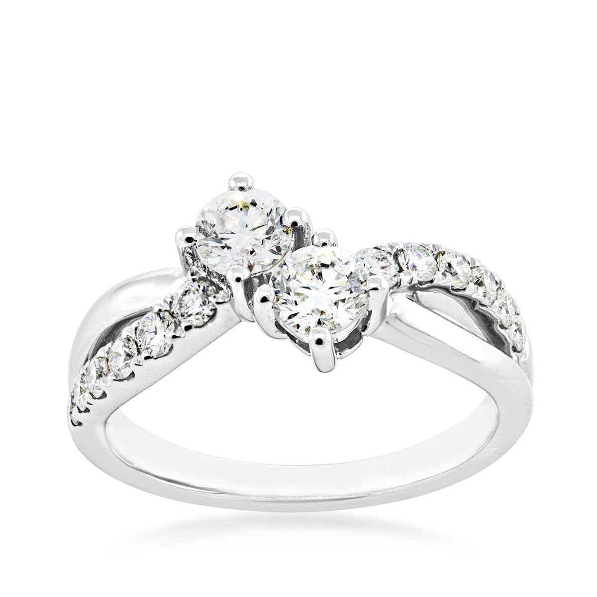 2BeLoved 1ct. tw. Classic Round 2-Stone Anniversary Band in 14K White Gold