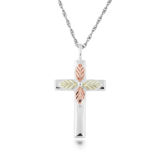 Black Hills Gold Sleek Four Leaf Cross Pendant in Sterling Silver