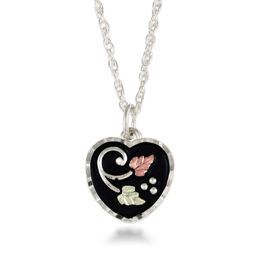Black Hills Gold Antiqued Heart Pendant in Sterling Silver