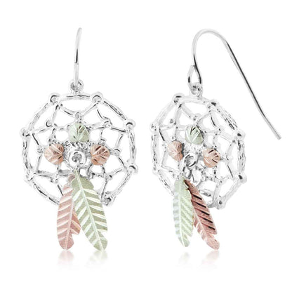 Black Hills Gold Dreamcatcher Dangle Earrings in Sterling Silver