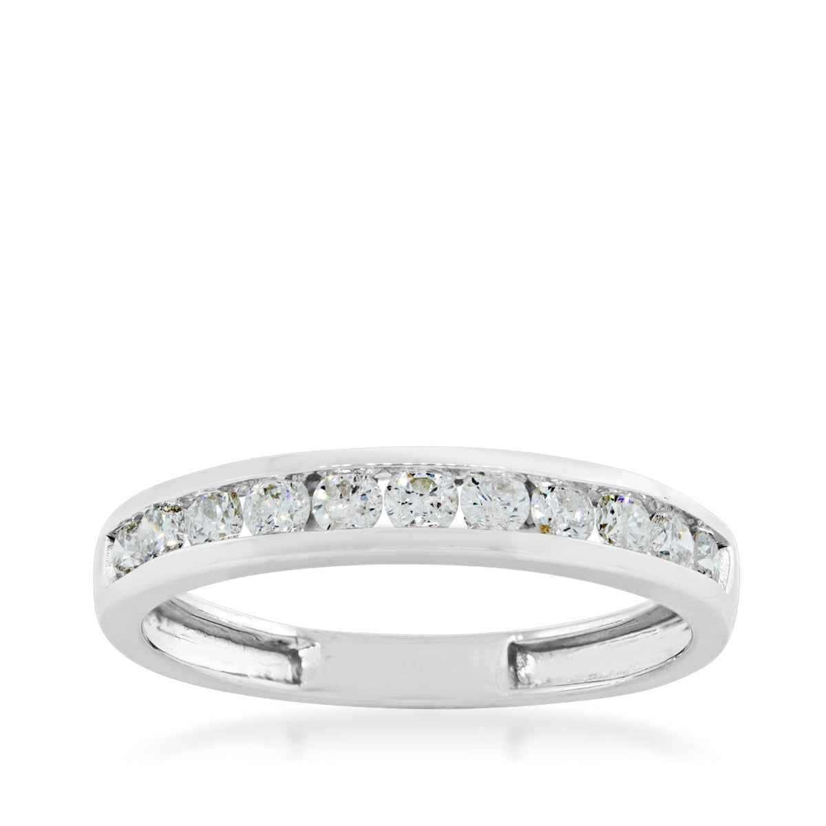 1/2 ct. tw Round Brilliant Diamond Channel Set Anniversary Band in 10K White Gold