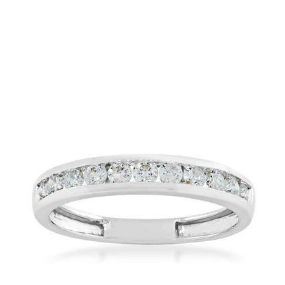 1/2 ct. tw Round Brilliant Diamond Channel Set Anniversary Band in 10K White Gold