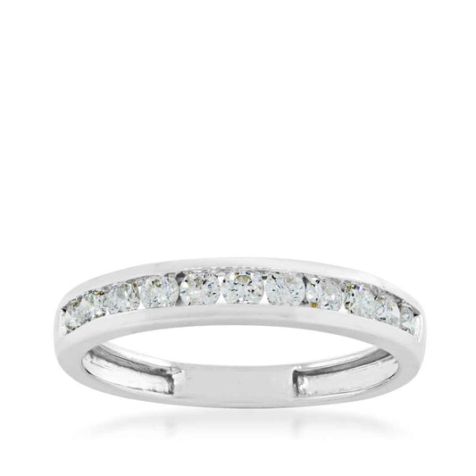 1/2 ct. tw Round Brilliant Diamond Channel Set Anniversary Band in 10K White Gold