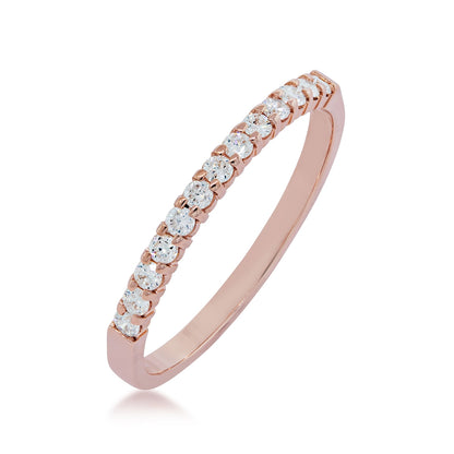 1/5 ct. tw. 13-Stone Diamond Prong Set Anniversary Ring in 10K Pink Gold front view