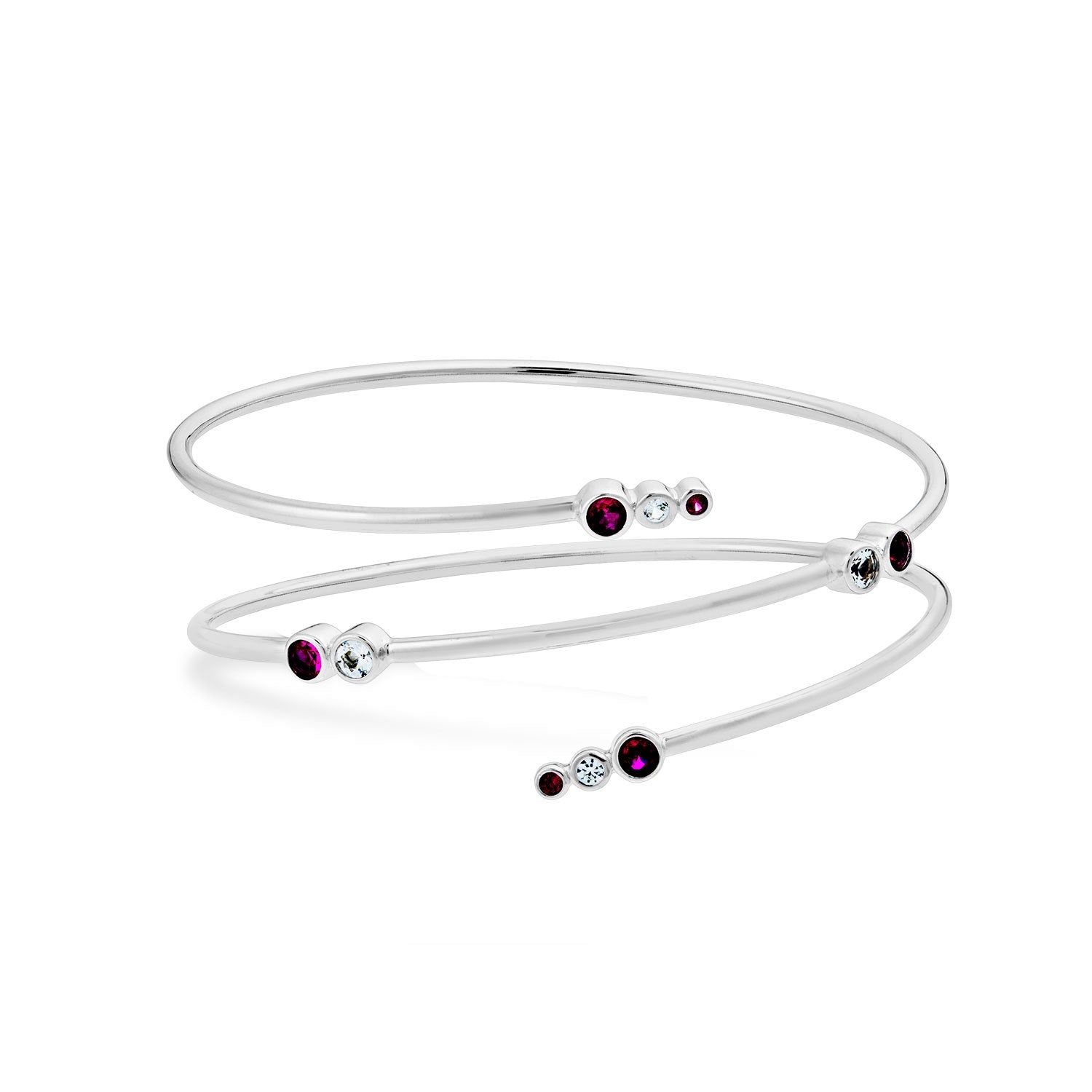 Created Ruby and Created White Sapphire Wrap Bracelet in Sterling Silver