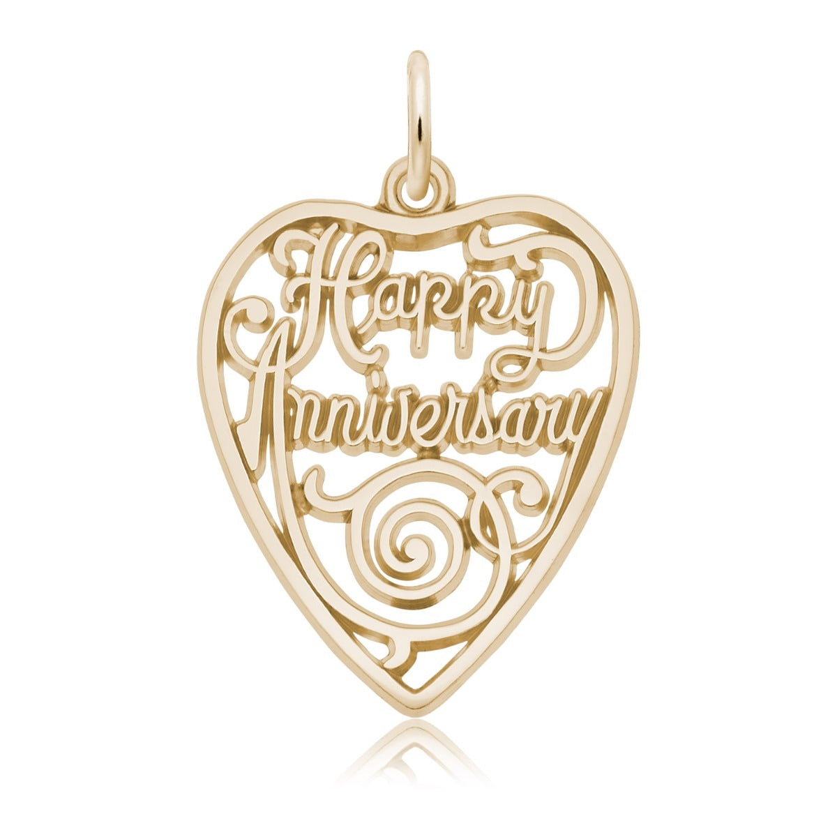 Happy Anniversary Heart Charm in 14K Yellow Gold