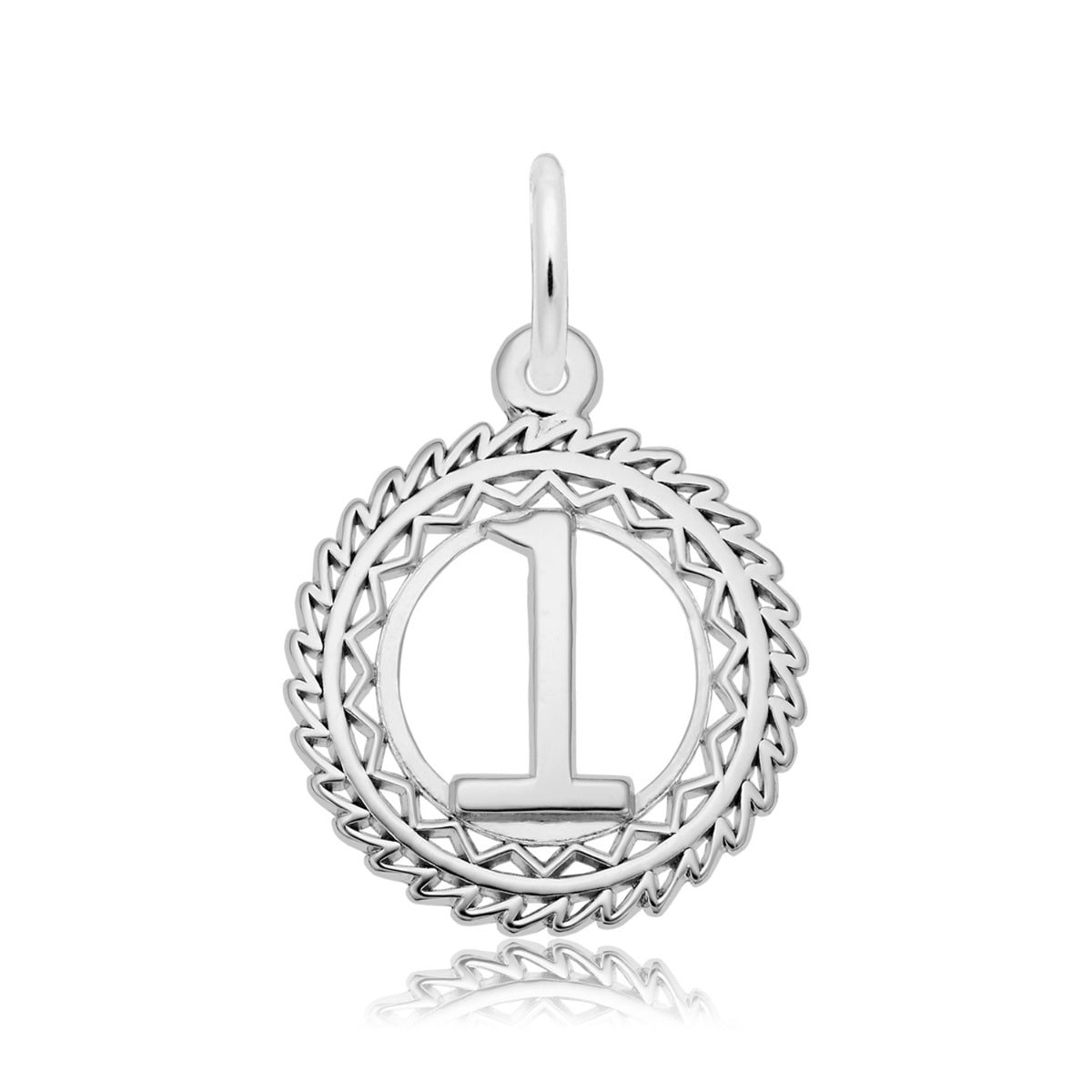 Number 1 Disc Charm in Sterling Silver