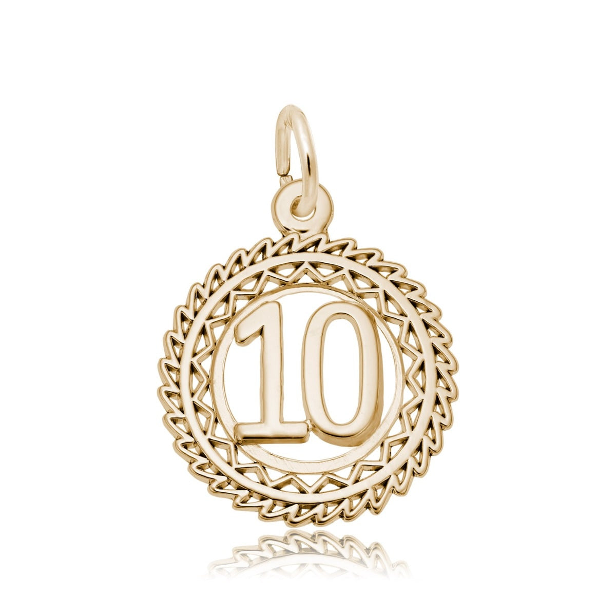 Number 10 Disc Charm in 14K Yellow Gold