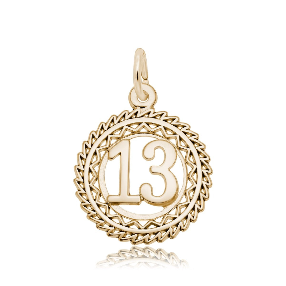 Number 13 Disc Charm in 14K Yellow Gold