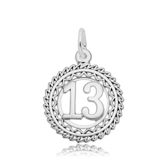 Number 13 Disc Charm in Sterling Silver
