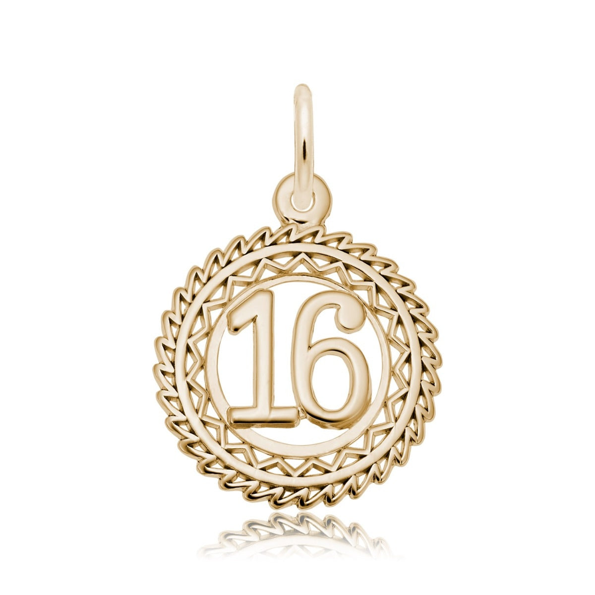 Number 16 Disc Charm in 14K Yellow Gold