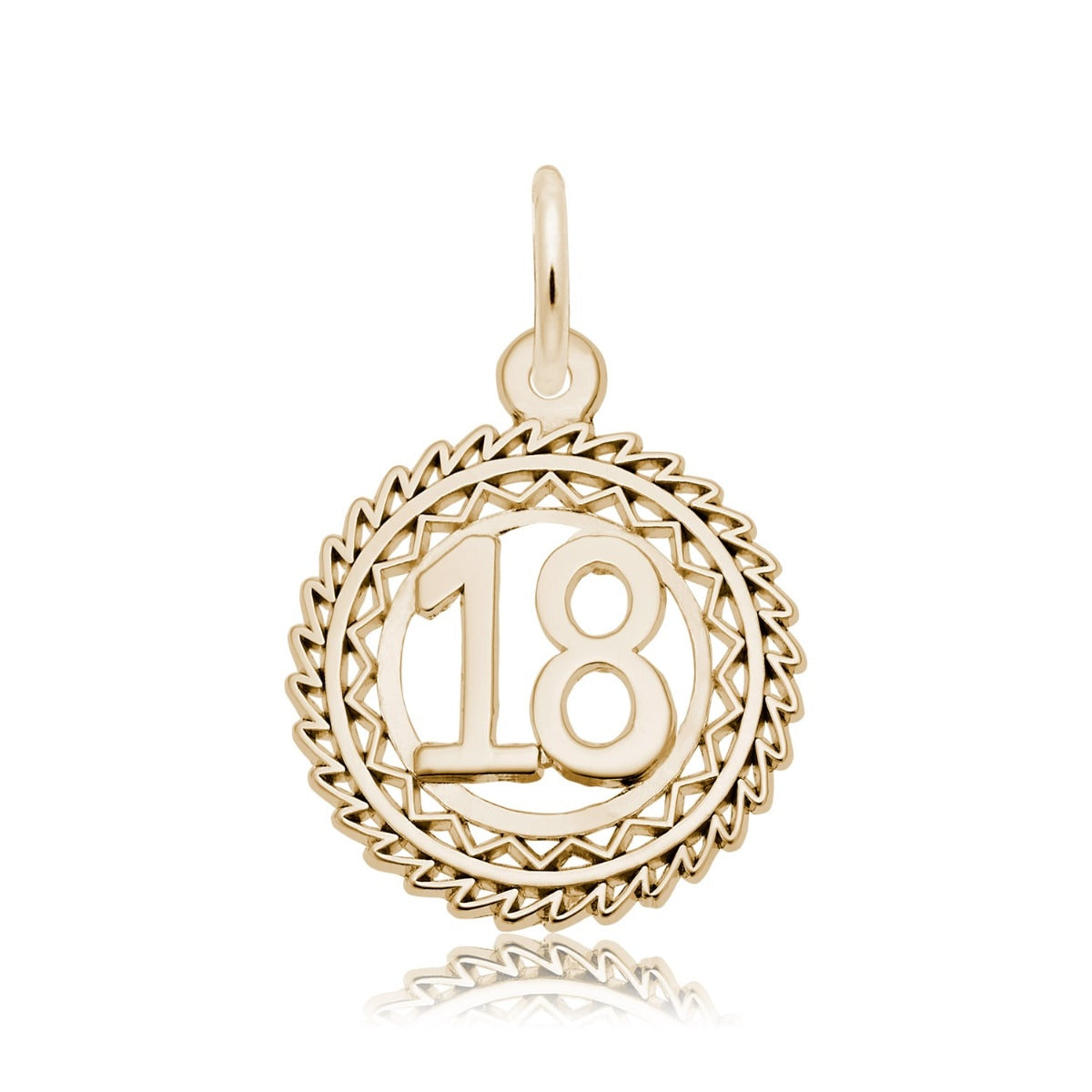 Number 18 Disc Charm in 14K Yellow Gold