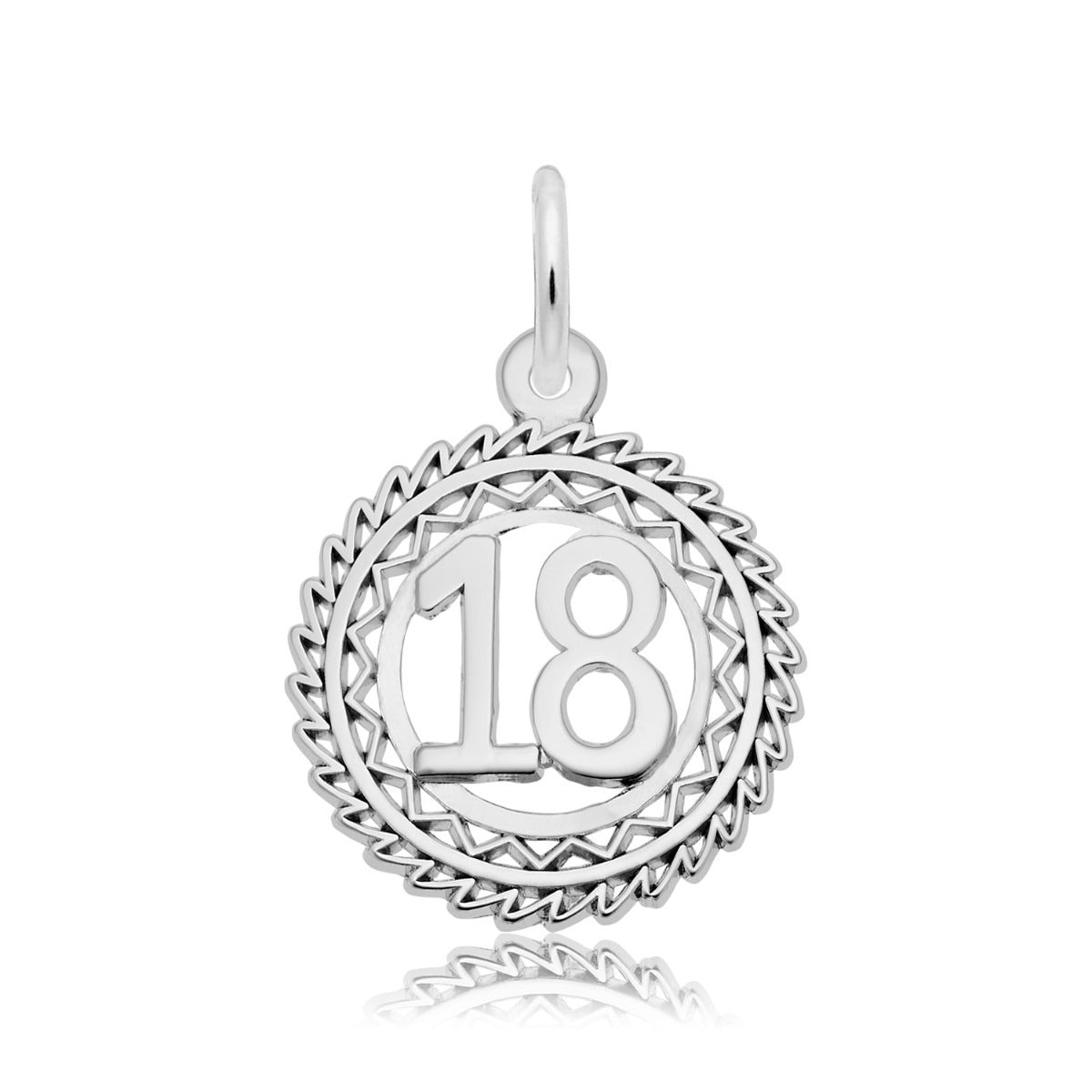 Number 18 Disc Charm in Sterling Silver