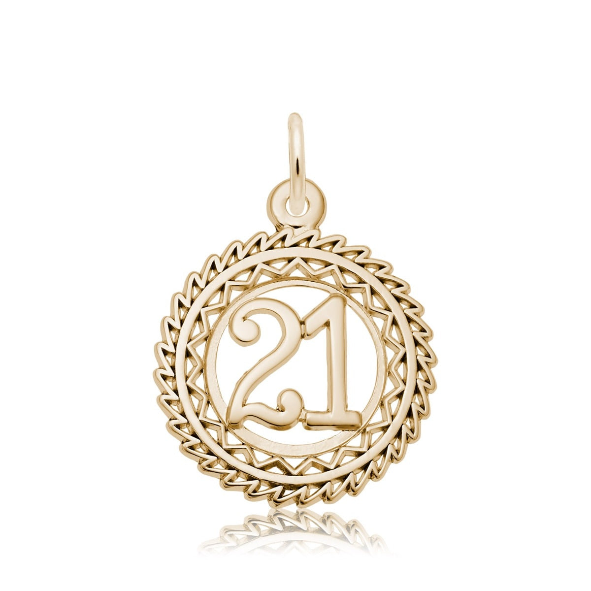 Number 21 Disc Charm in 14K Yellow Gold