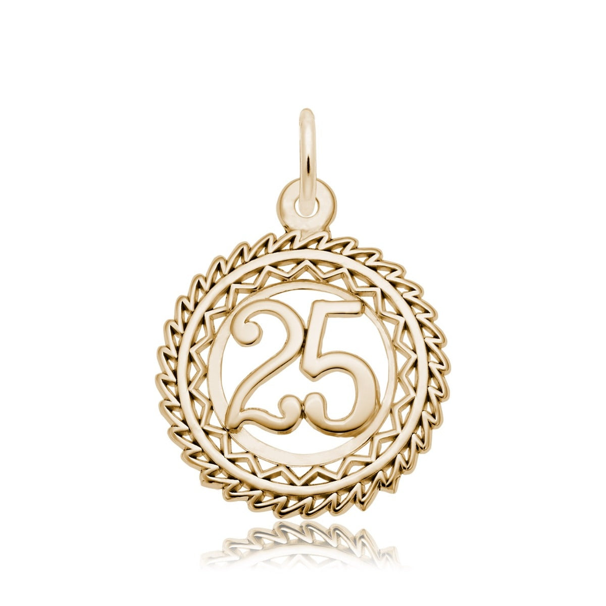 Number 25 Disc Charm in 14K Yellow Gold