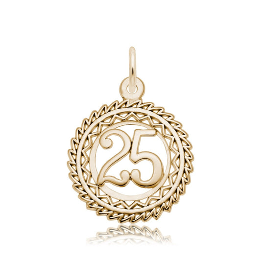 Number 25 Disc Charm in 14K Yellow Gold