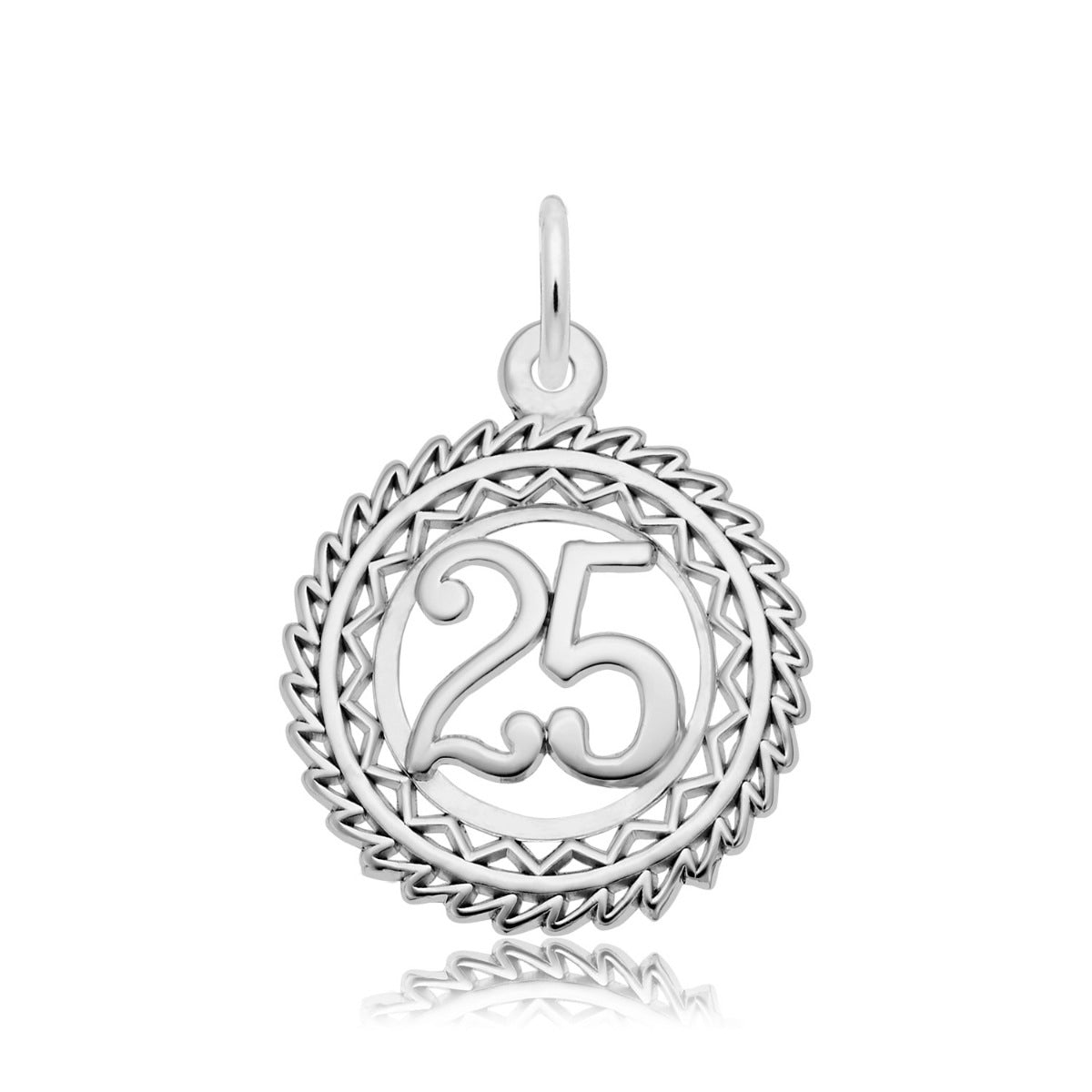 Number 25 Disc Charm in Sterling Silver