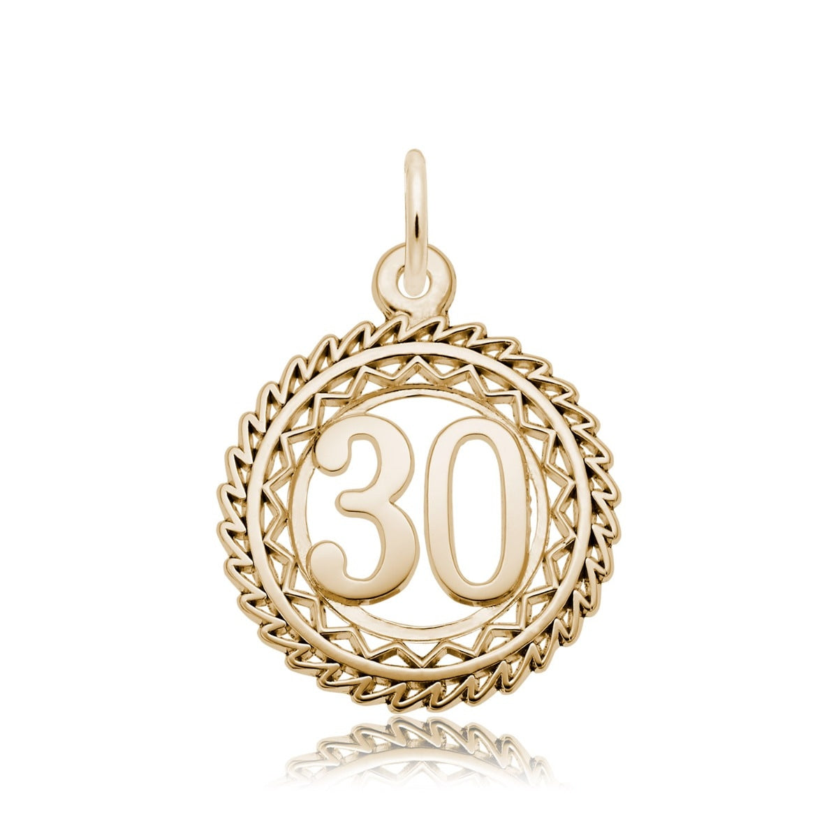 Number 30 Disc Charm in 14K Yellow Gold