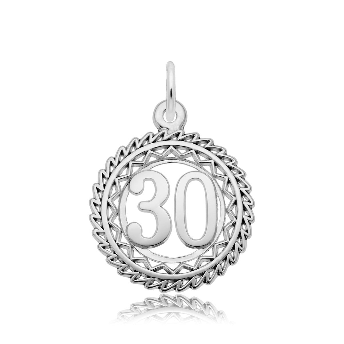 Number 30 Disc Charm in Sterling Silver