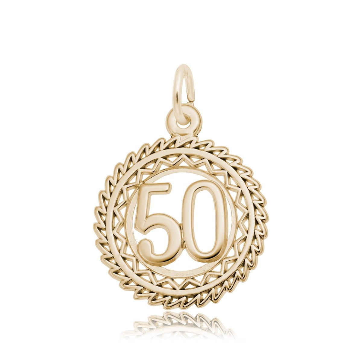Number 50 Disc Charm in 14K Yellow Gold