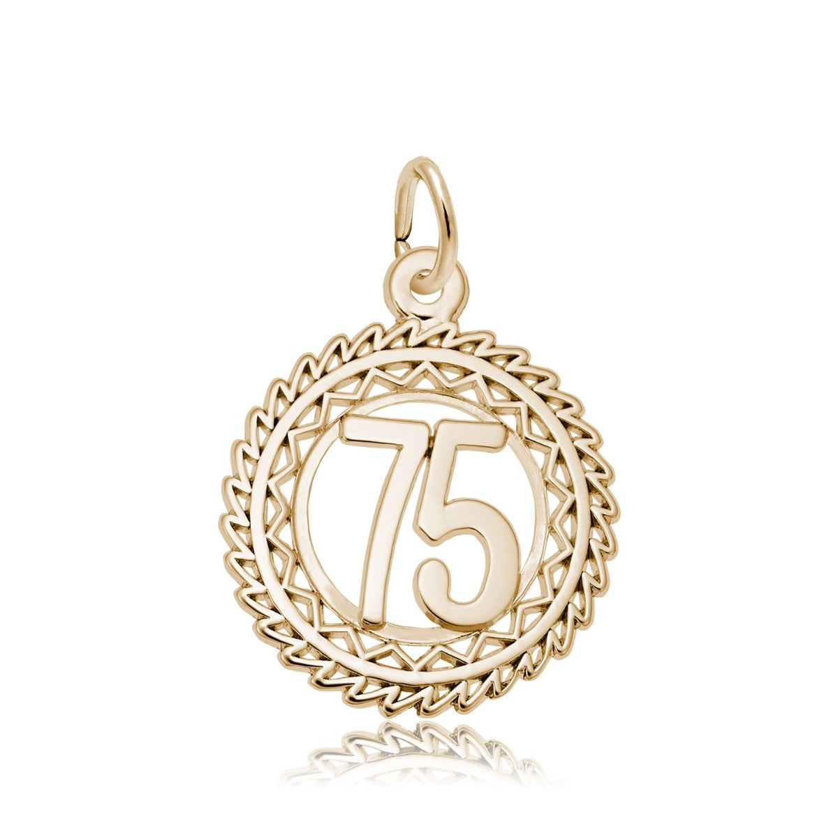Number 75 Disc Charm in 14K Yellow Gold