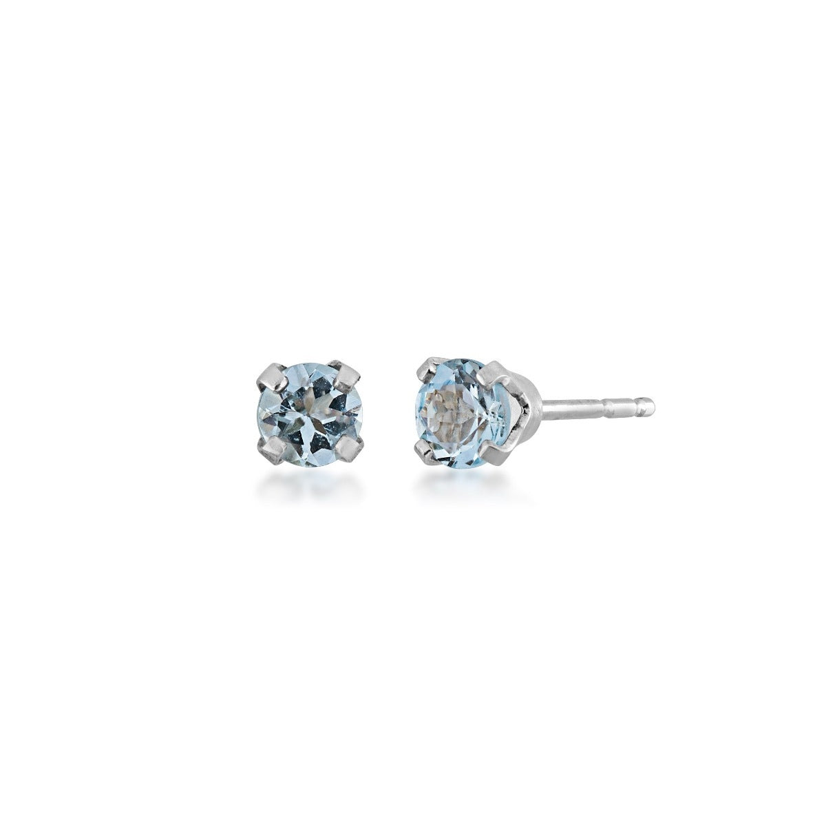 3mm Round Blue Zirconia Solitaire Earrings In 10K White Gold