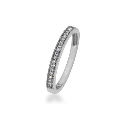 1/10 ct. tw. Ladies' Diamond Milgrain Band in 10K White Gold front view